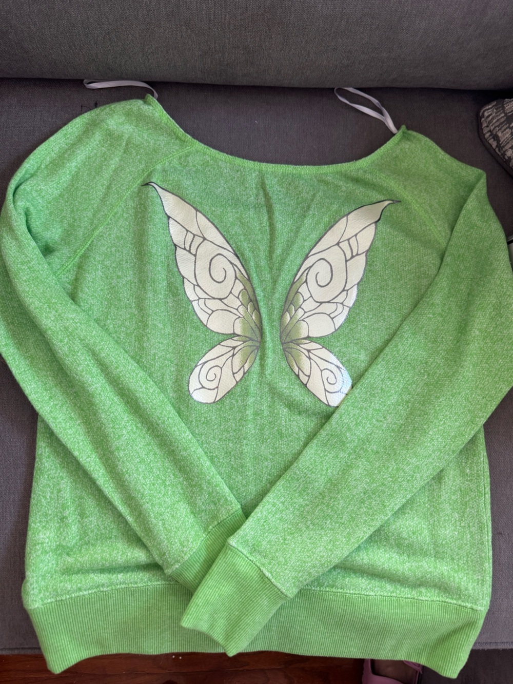 Green Scoop Neck Sweater with tinkerbell Wings